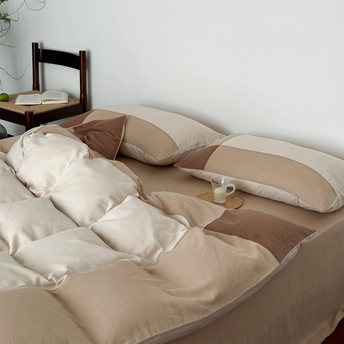 Duvet Cover & Pillowcase Set Quilted Cotton Satin 4-Piece