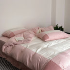 Duvet Cover & Pillowcase Set Quilted Cotton Satin 4-Piece