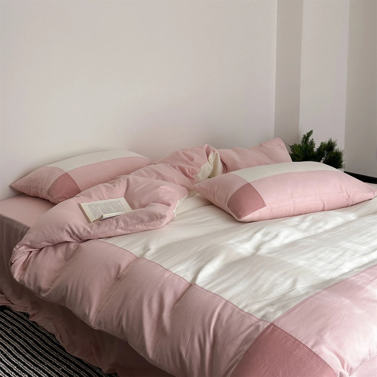 Duvet Cover & Pillowcase Set Quilted Cotton Satin 4-Piece
