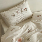 Duvet Cover Set 100% Cotton Floral Embroidery