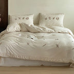 Duvet Cover Set 100% Cotton Floral Embroidery