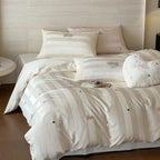 Duvet Cover Set 100% Cotton Percale Striped Jacquard