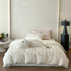 Duvet Cover Set 100% Cotton Percale Striped Jacquard