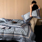 Duvet Cover Set 100% Cotton Satin Jacquard Relief