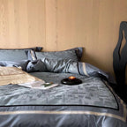 Duvet Cover Set 100% Cotton Satin Jacquard Relief