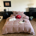 Duvet Cover Set 4-Piece Cotton Satin Embroidered Wildflower