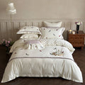 Duvet Cover Set 4-Piece Cotton Satin Embroidered Wildflower