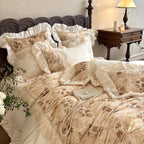 Duvet Cover Set Baby Velour Botanical Lace 4-Piece