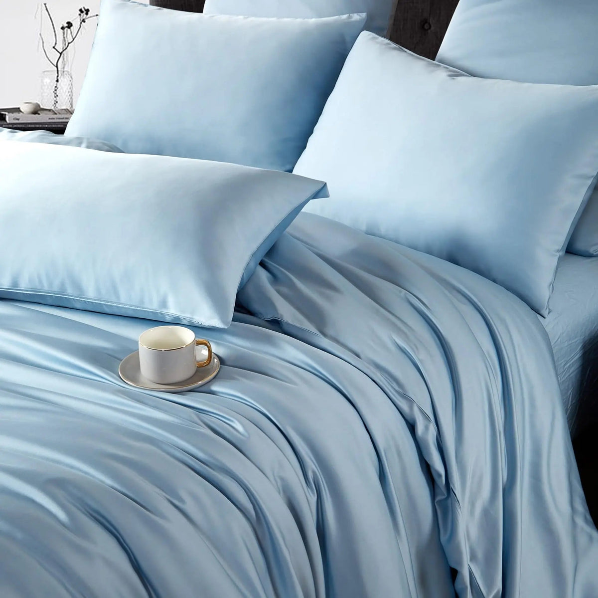 Duvet Cover Set Bamboo Viscose Cooling Zipper Four Piece