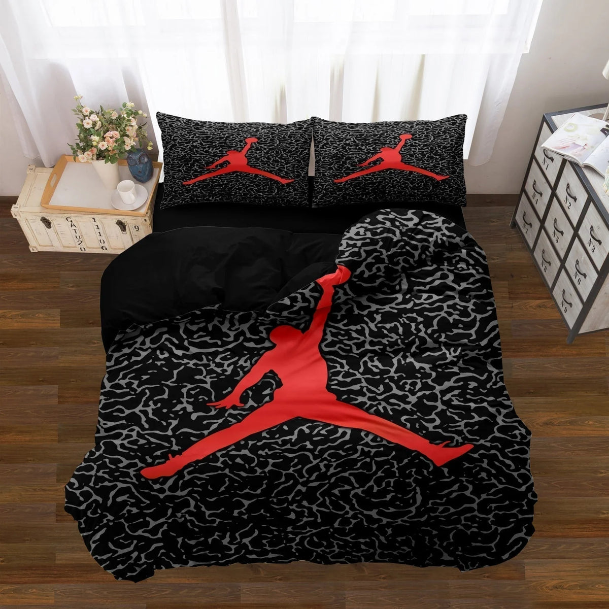 Duvet Cover Set Basketball Print Soft & Breathable Machine Washable