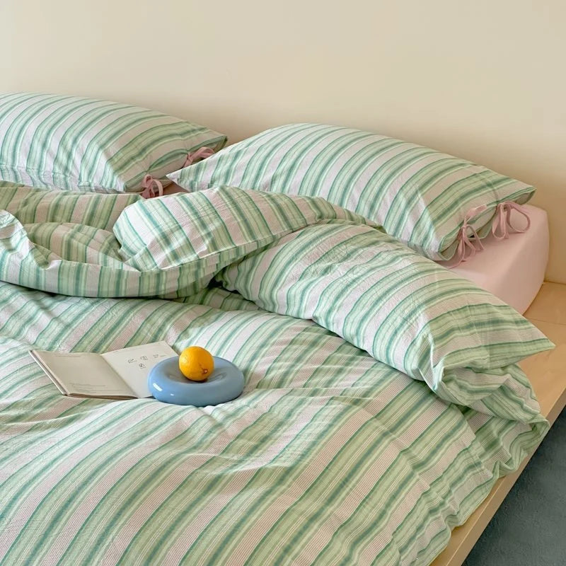 Duvet Cover Set Breathable Cotton Hidden Zipper Machine Washable