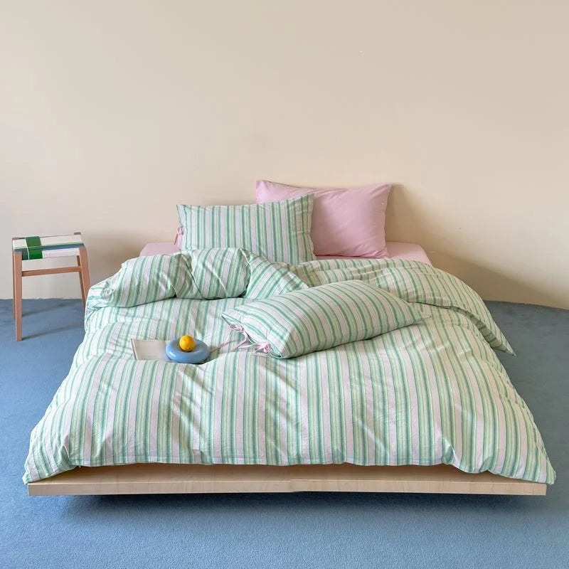 Duvet Cover Set Breathable Cotton Hidden Zipper Machine Washable