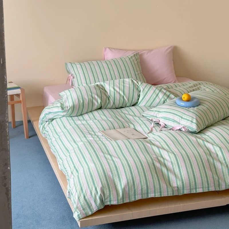 Duvet Cover Set Breathable Cotton Hidden Zipper Machine Washable
