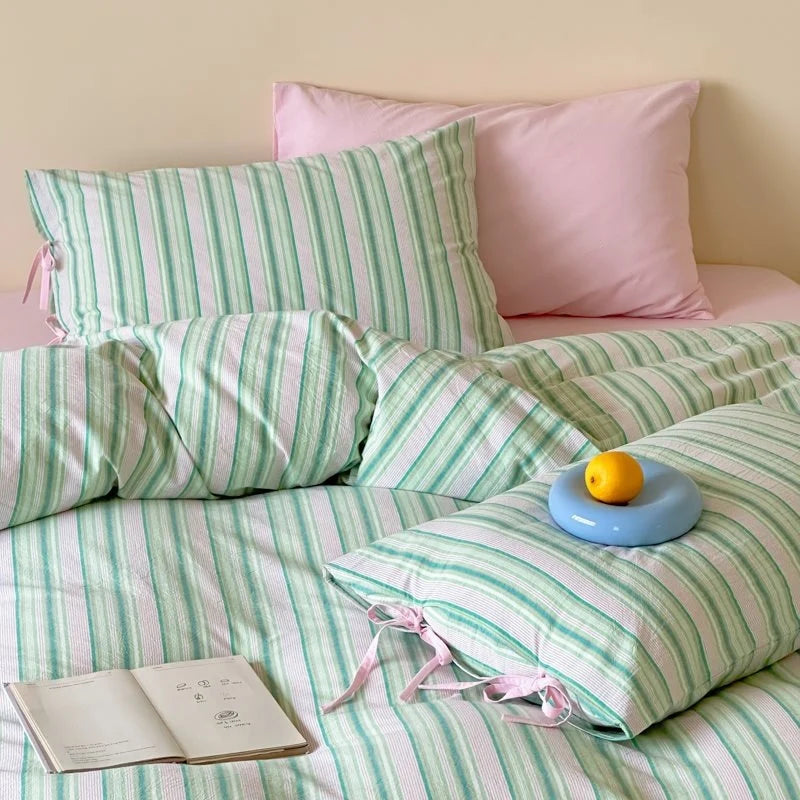 Duvet Cover Set Breathable Cotton Hidden Zipper Machine Washable