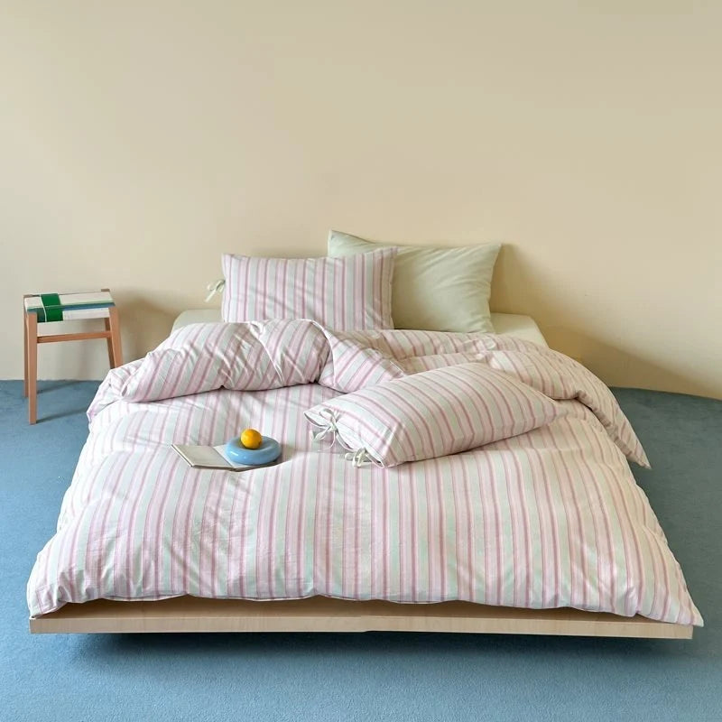 Duvet Cover Set Breathable Cotton Hidden Zipper Machine Washable