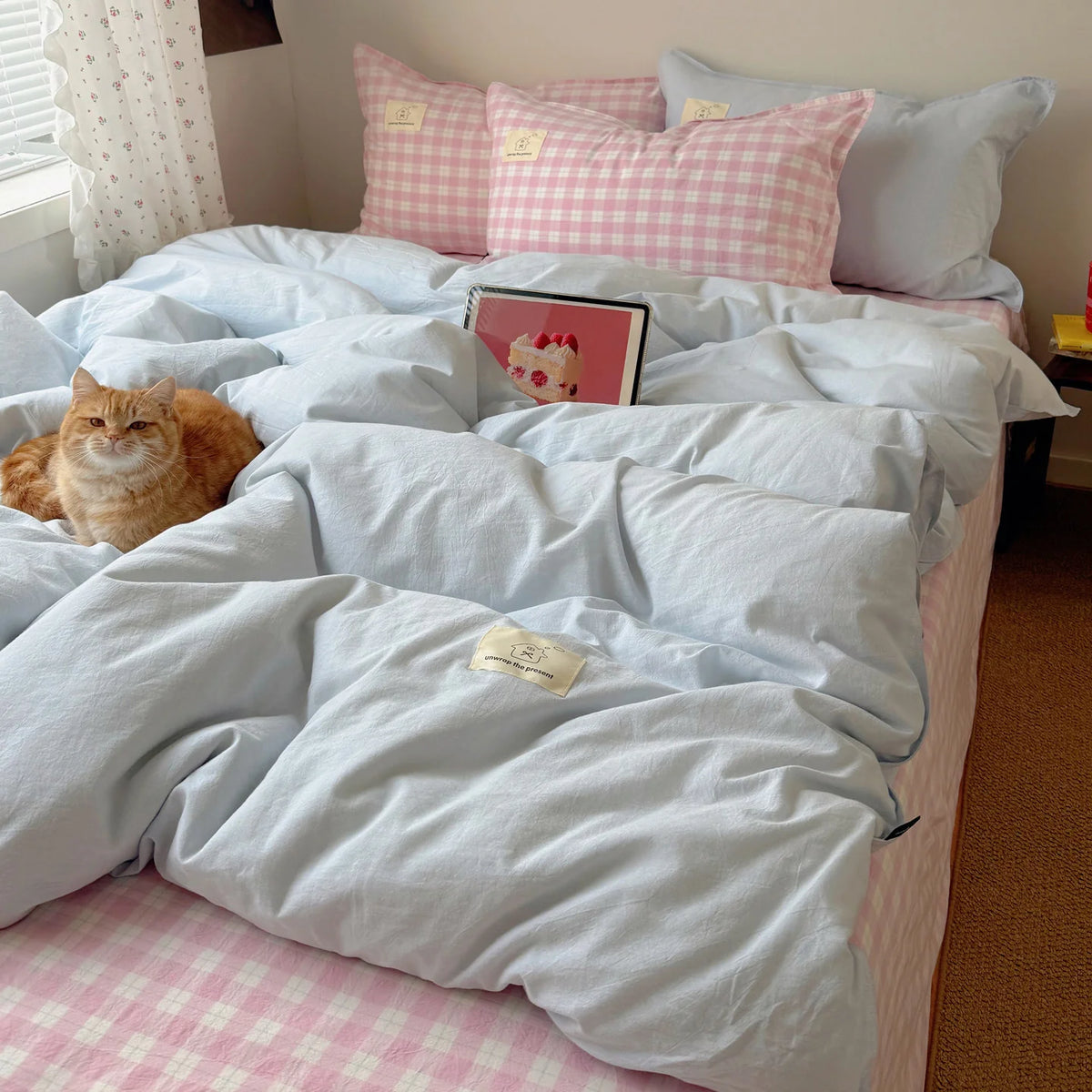 Duvet Cover Set Breathable Cotton-Linen Reversible