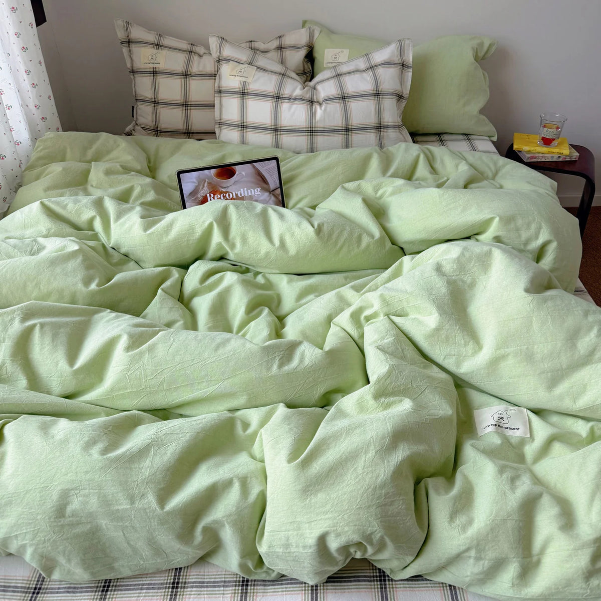 Duvet Cover Set Breathable Cotton-Linen Reversible