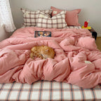 Duvet Cover Set Breathable Cotton-Linen Reversible