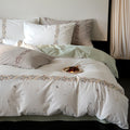 Duvet Cover Set Breathable Cotton Percale Embroidered Floral Border