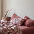 Duvet Cover Set Breathable Cotton Percale Integrated Fitted Sheet