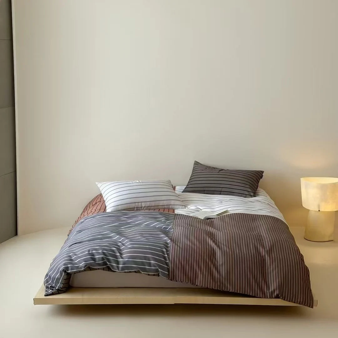 Duvet Cover Set Breathable Cotton Percale Reversible