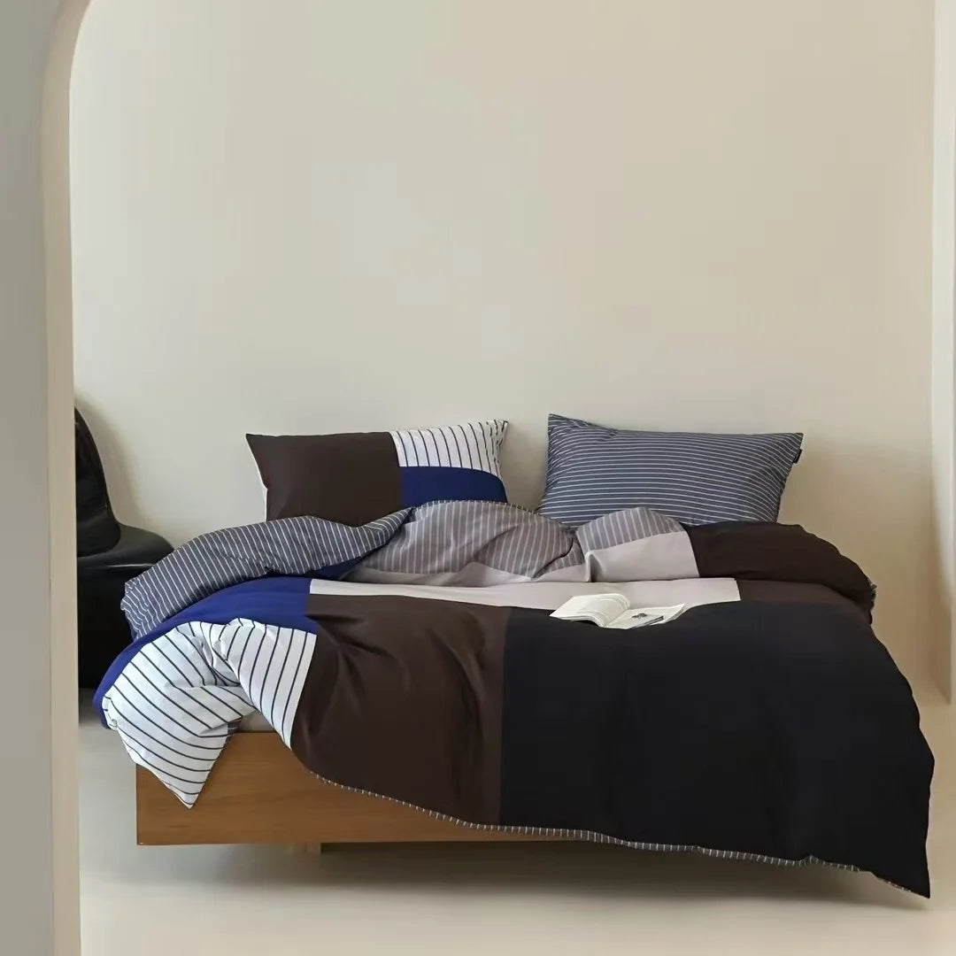 Duvet Cover Set Breathable Cotton Percale Reversible