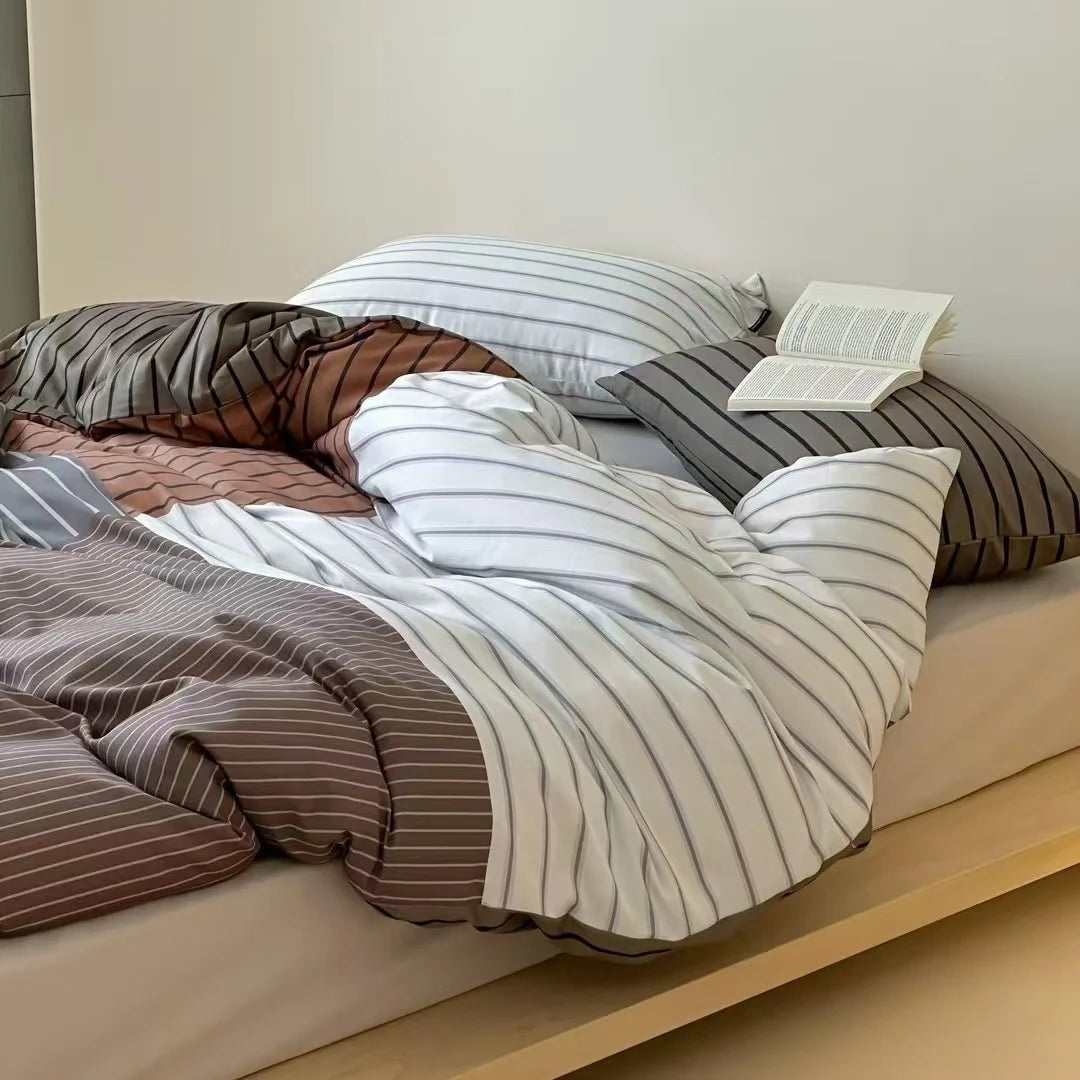 Duvet Cover Set Breathable Cotton Percale Reversible