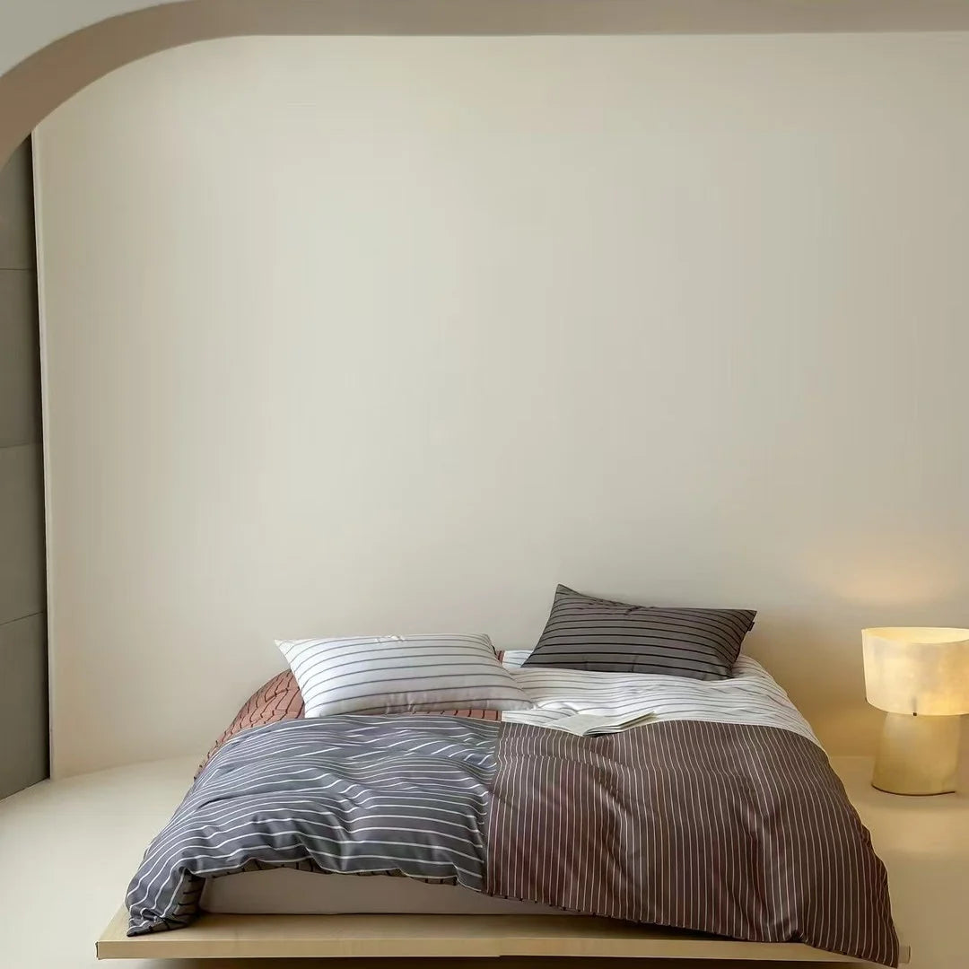 Duvet Cover Set Breathable Cotton Percale Reversible