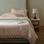 Duvet Cover Set Breathable Cotton Percale & Ruffle Edge