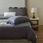 Duvet Cover Set Breathable Cotton Percale & Ruffle Edge