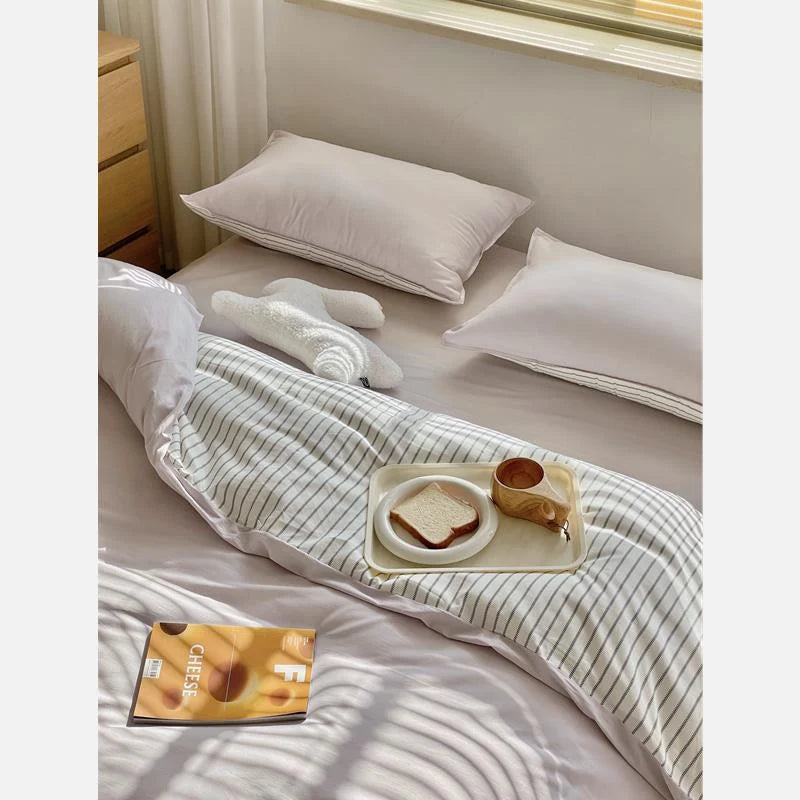 Duvet Cover Set Breathable Cotton Percale Set of 4