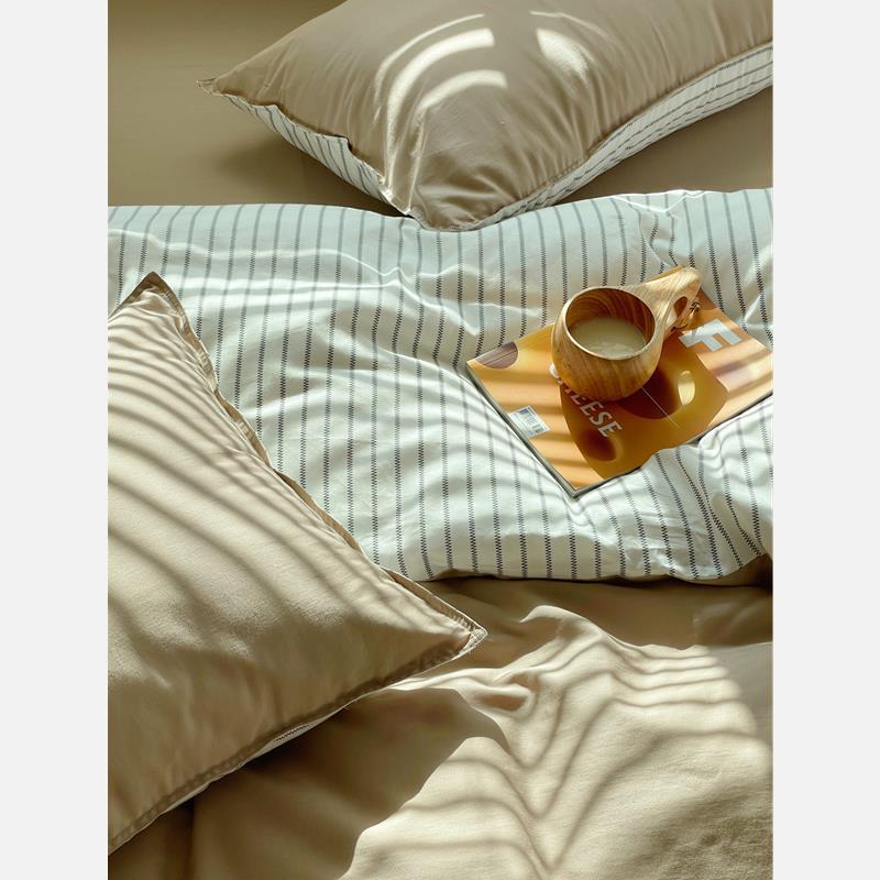 Duvet Cover Set Breathable Cotton Percale Set of 4
