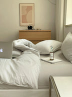Duvet Cover Set Breathable Cotton Percale Set of 4