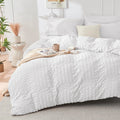 Duvet Cover Set Brushed Microfiber Seersucker Zipper Closure
