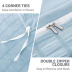 Duvet Cover Set Brushed Microfiber Seersucker Zipper Closure
