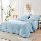 Duvet Cover Set Brushed Microfiber Seersucker Zipper Closure