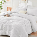 Duvet Cover Set Brushed Microfiber Seersucker Zipper Closure