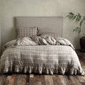 Duvet Cover Set Check Pattern Ruffle & Lace