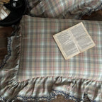 Duvet Cover Set Check Pattern Ruffle & Lace