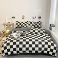 Duvet Cover Set Checkered Polyester All-Season