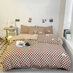Duvet Cover Set Checkered Polyester All-Season