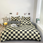 Duvet Cover Set Checkered Polyester All-Season