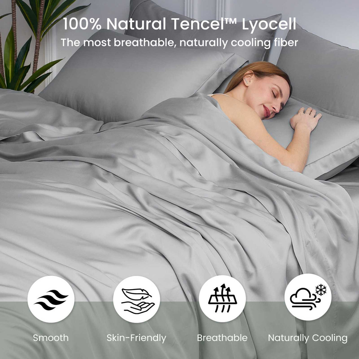 Duvet Cover Set Cooling Lyocell Moisture-Wicking & Lightweight