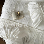 Duvet Cover Set Cotton 3D Floral Ruffled Border