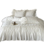 Duvet Cover Set Cotton 3D Floral Ruffled Border