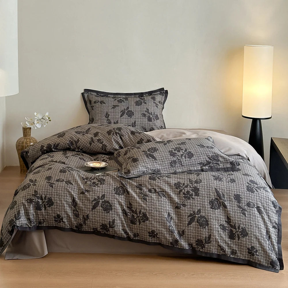 Duvet Cover Set Cotton Blend Reversible Set of 4