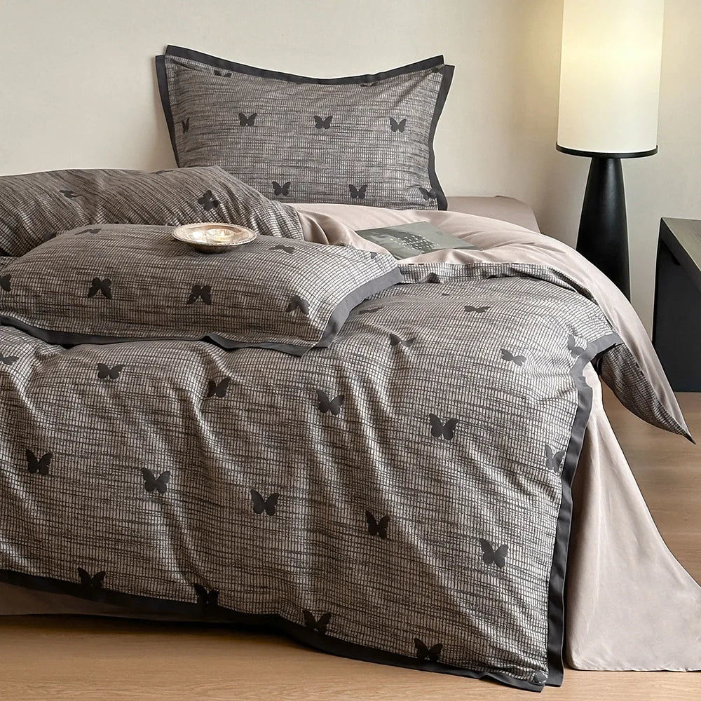 Duvet Cover Set Cotton Blend Reversible Set of 4