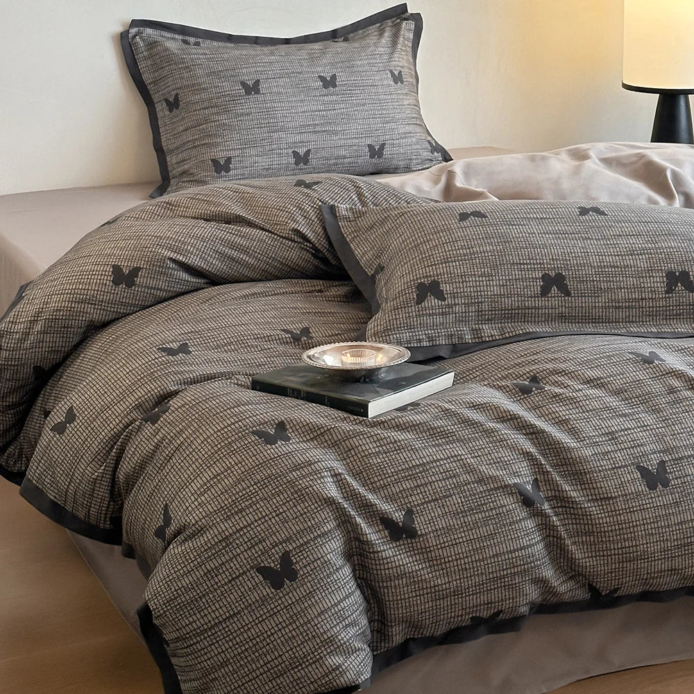 Duvet Cover Set Cotton Blend Reversible Set of 4
