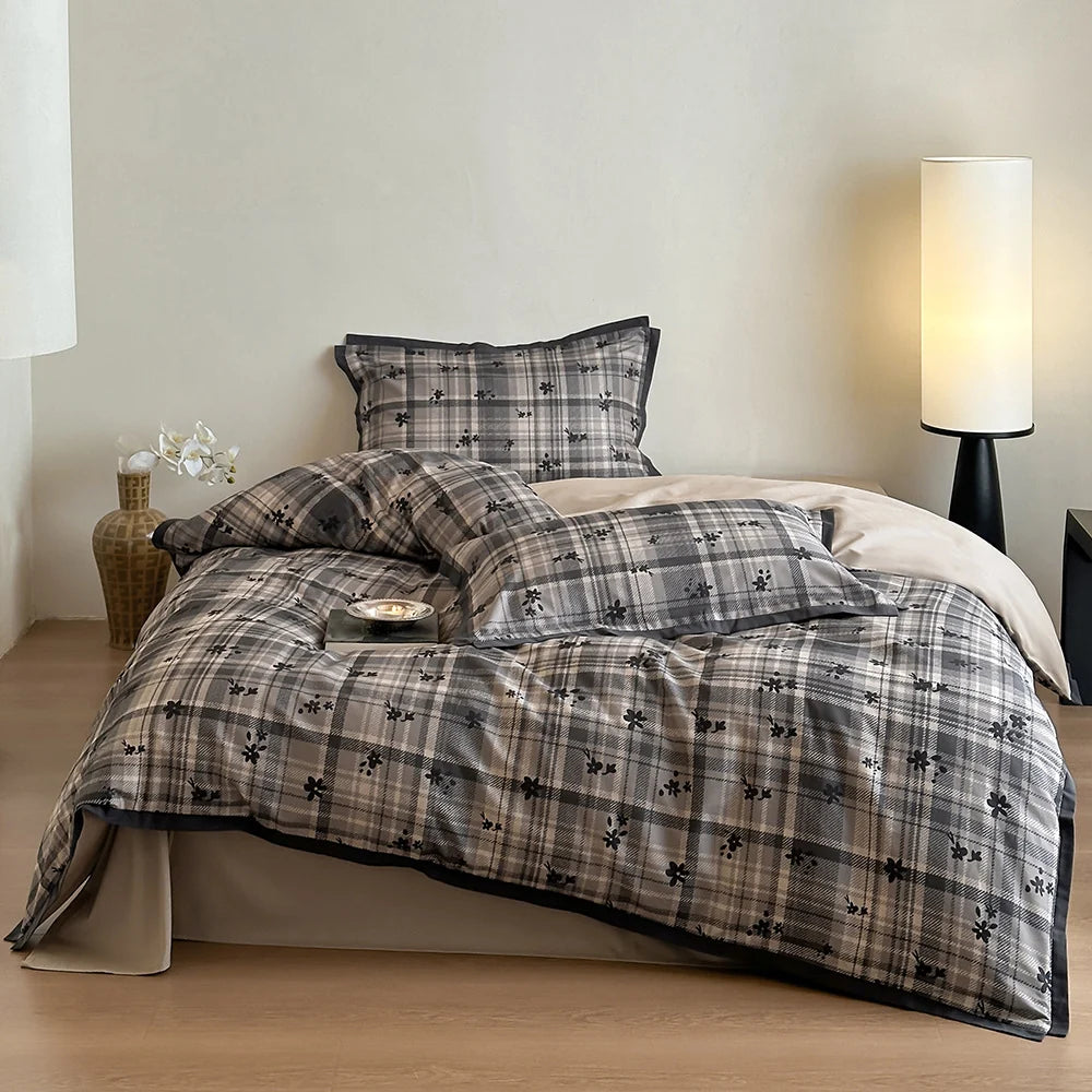 Duvet Cover Set Cotton Blend Reversible Set of 4