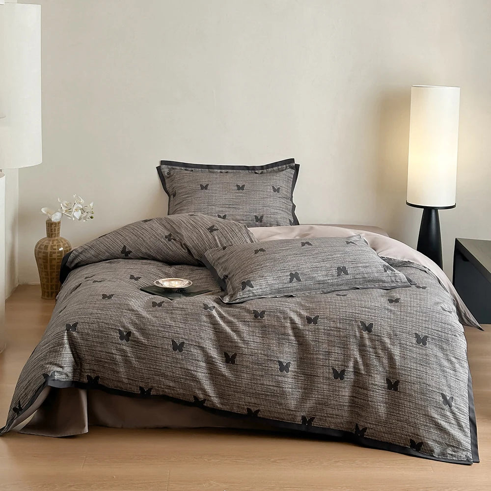 Duvet Cover Set Cotton Blend Reversible Set of 4